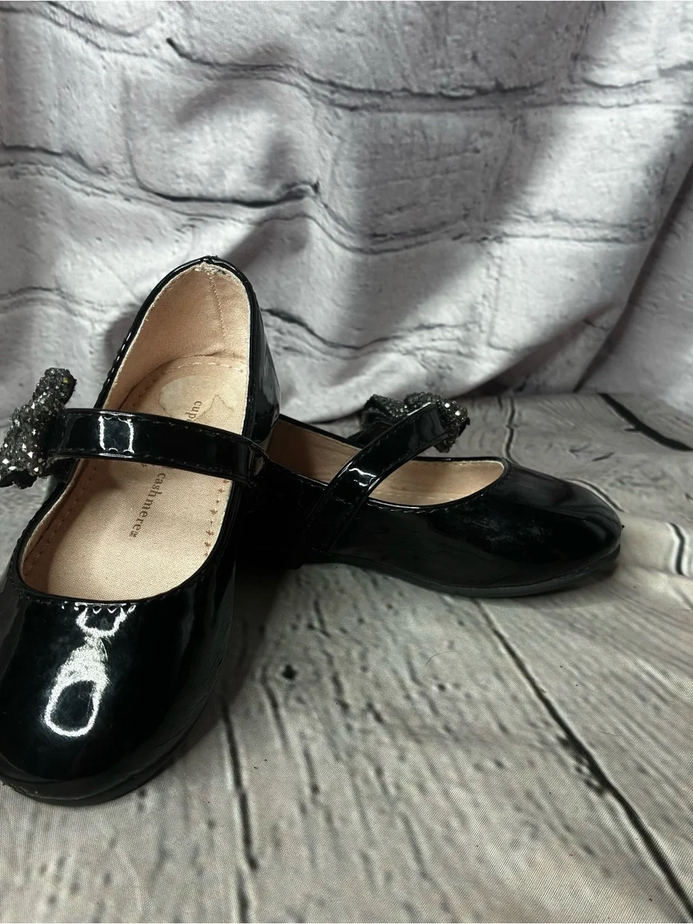 5/$20 Coquette Dark Balletcore Goth Glam Black Patent Mary Janes Glitter Bow‎ 6